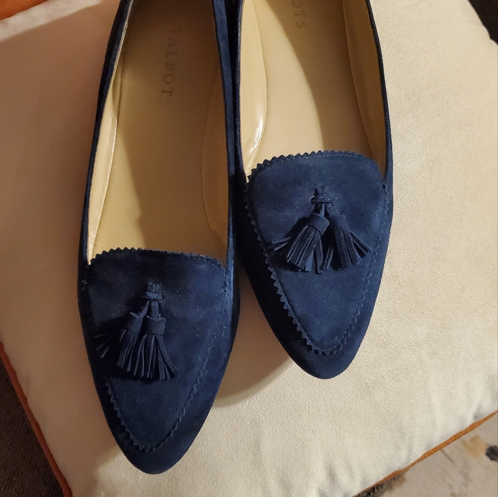 Talbots Navy Blue Tassel Loafers